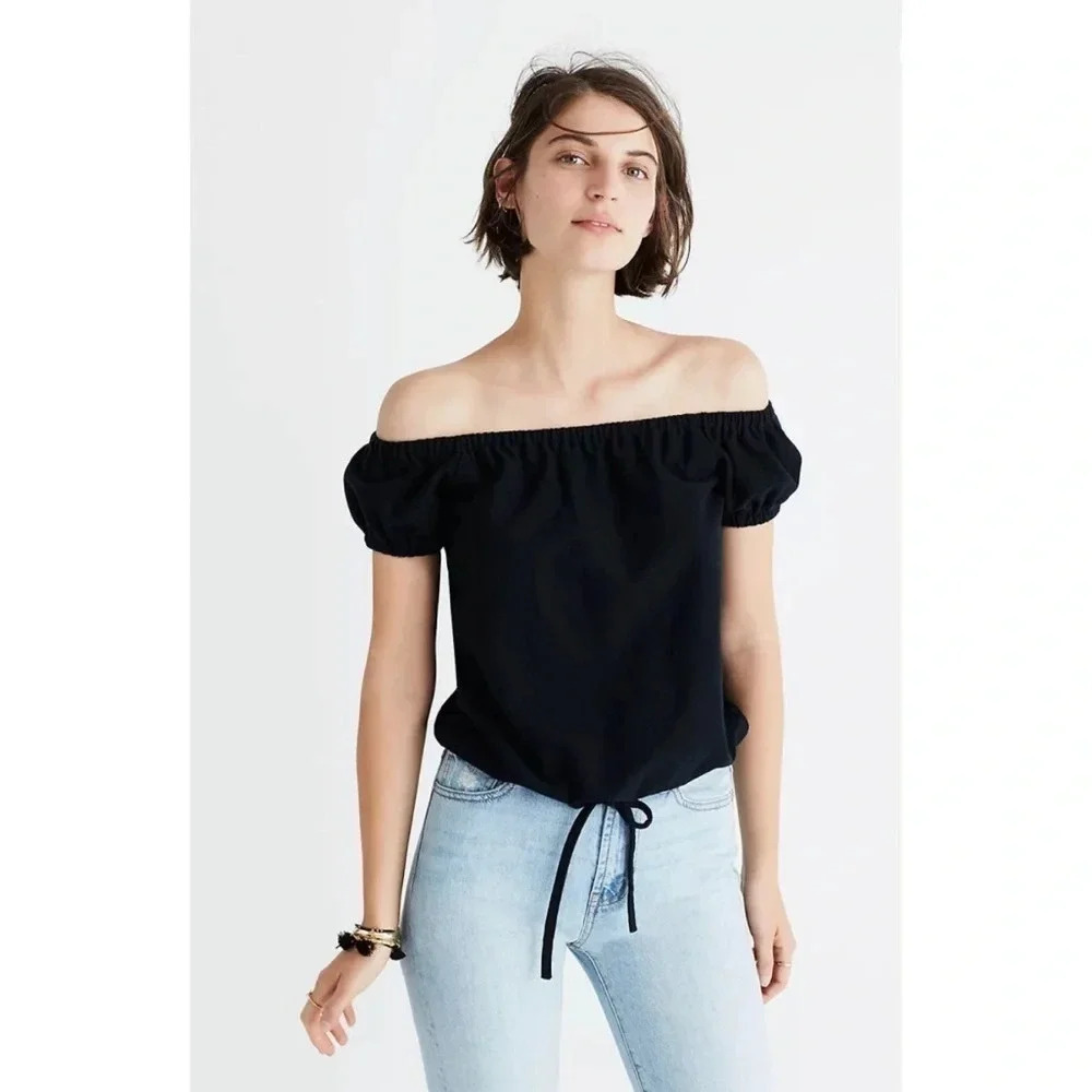 Madewell Black Melody Off-The-Shoulder Top Size Large
